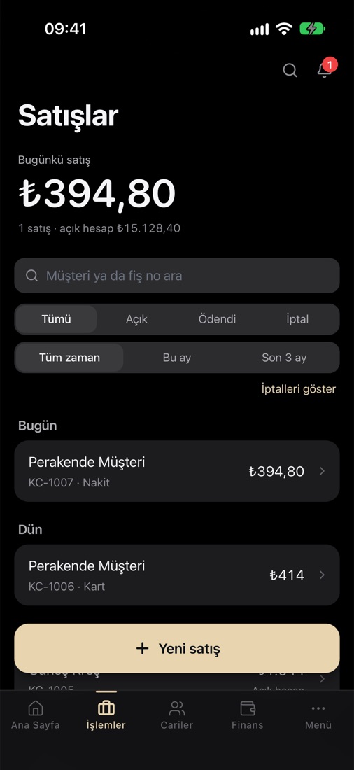 Kasam Cepte sales screen